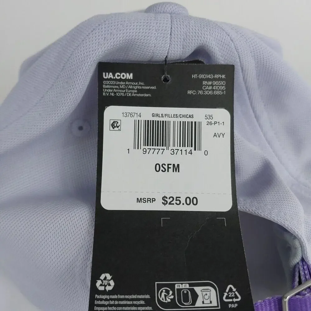 Youth Under Armour Strapback Adjustable Hat Baseball‎ Girl Purple